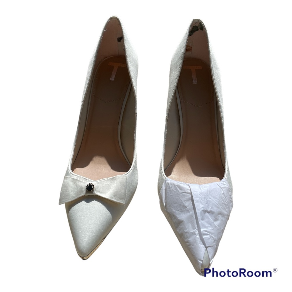 Ted Baker London Women’s Lilana Satin Bow High Heel Court Shoes Ivory Size 10.5 - Picture 5 of 12